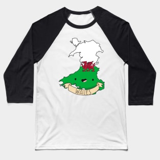 Kawaii Wales Flag Map Baseball T-Shirt